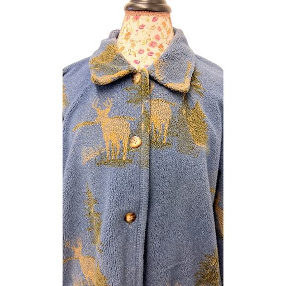 🦌 Liz Claiborne Lizwear Blue Fleece Jacket – Rustic Cabin Outdoor Cozy Wear - Picture 2 of 5